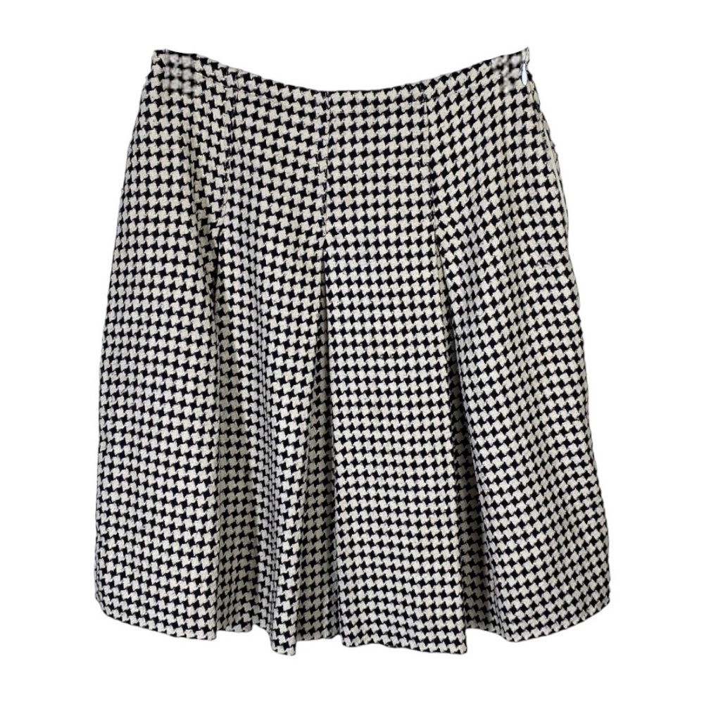 Ports Designs Vintage Off White and Black Houndstooth Knit Silk Pleated Skirt 2